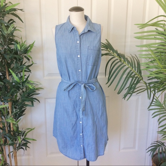 chambray midi shirt dress